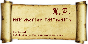 Márhoffer Pázmán névjegykártya
